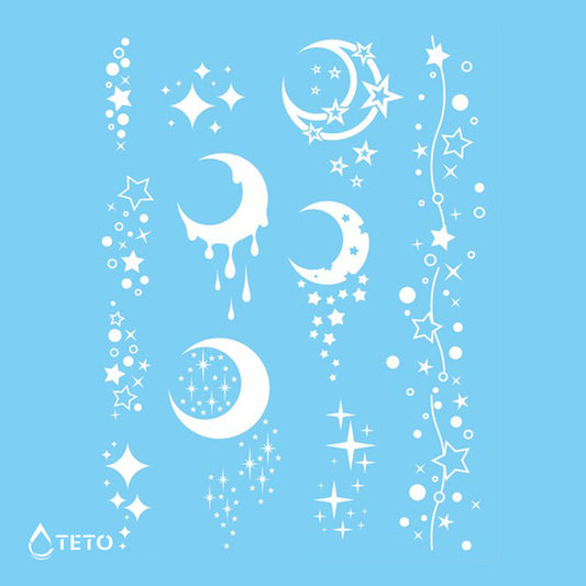 La luna y las estrellas – blanco – set - TETO - Tatuajes Temporales