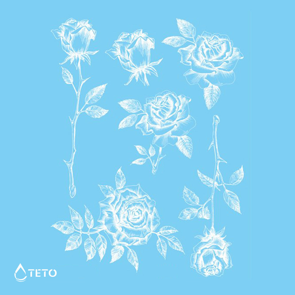 Rosas blancas - set - TETO - Tatuajes Temporales