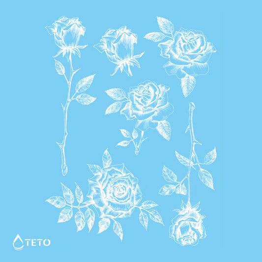 Rosas blancas - set - TETO - Tatuajes Temporales