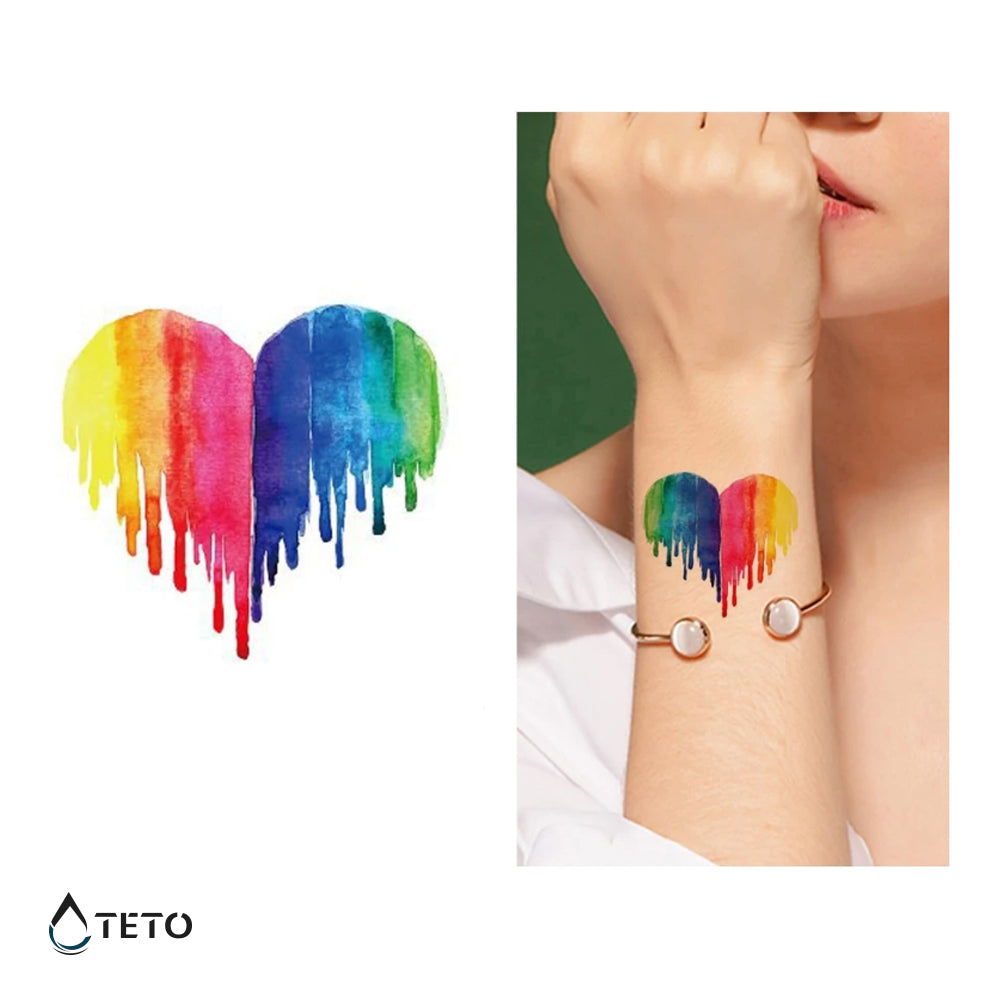 Corazón multicolor - TETO - Tatuajes Temporales