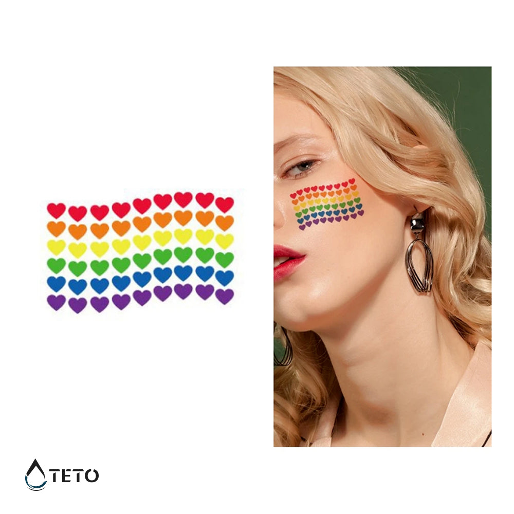 Bandera arcoíris de corazones - TETO - Tatuajes Temporales