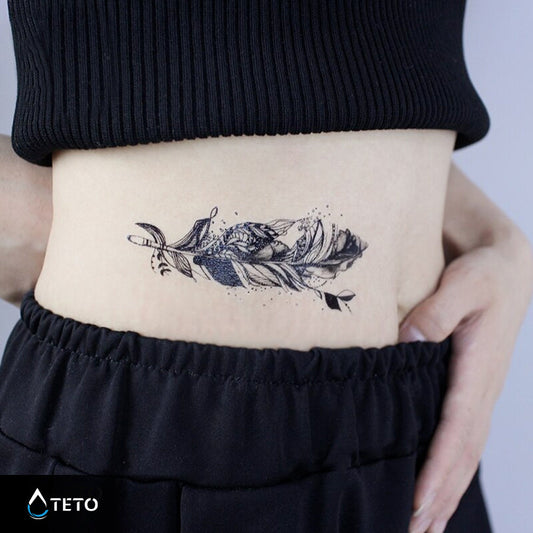 Pluma desintegrándose - TETO - Tatuajes Temporales