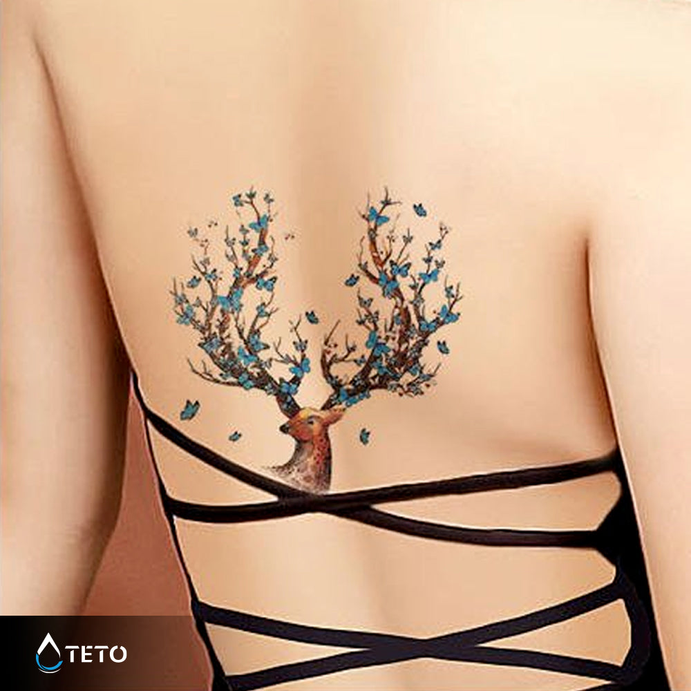 Ciervo con mariposas – Escarchados - TETO - Tatuajes Temporales