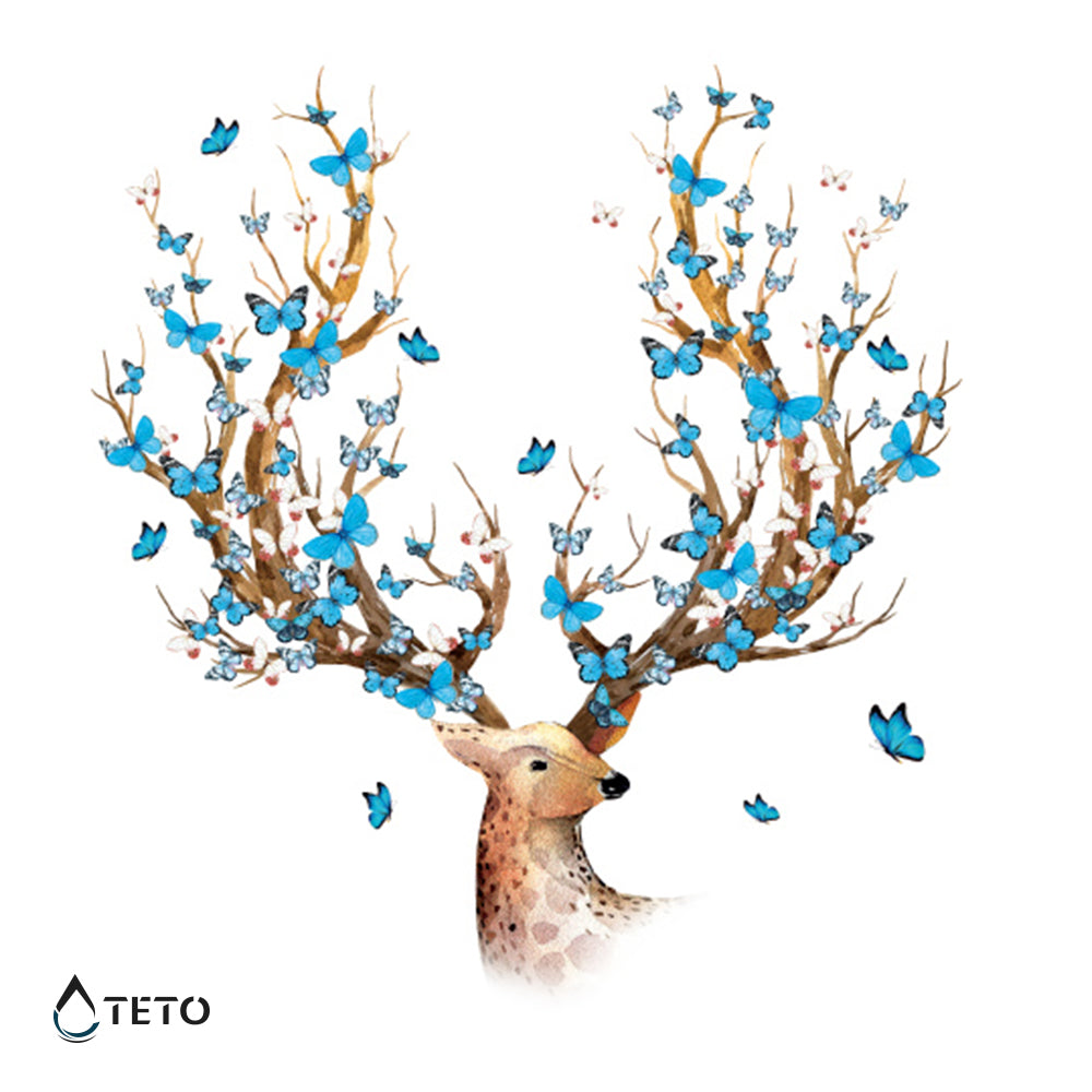 Ciervo con mariposas – Escarchados - TETO - Tatuajes Temporales