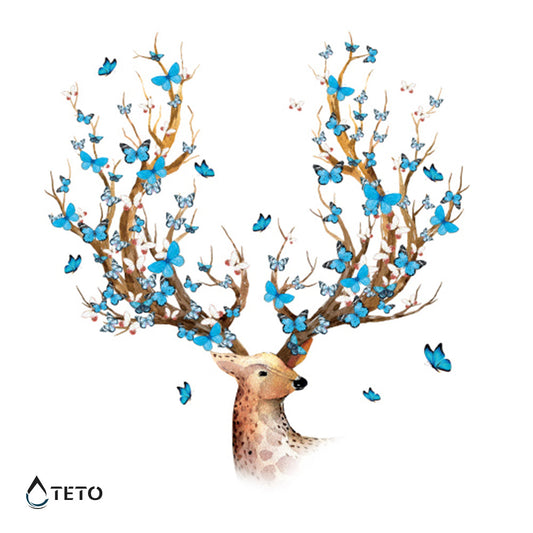 Ciervo con mariposas – Escarchados - TETO - Tatuajes Temporales