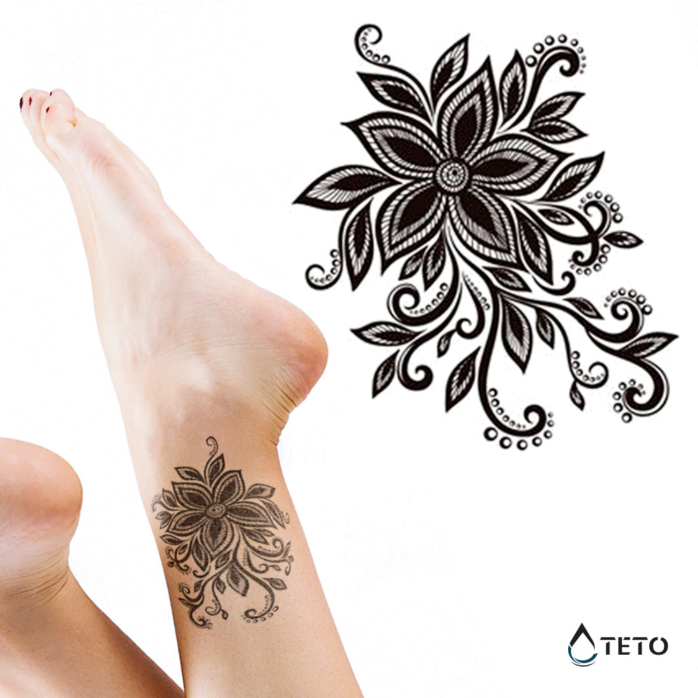 Flor negra - TETO - Tatuajes Temporales
