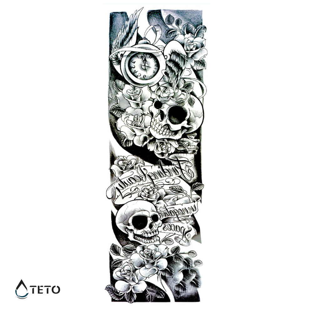 Calaveras con flores - TETO - Tatuajes Temporales