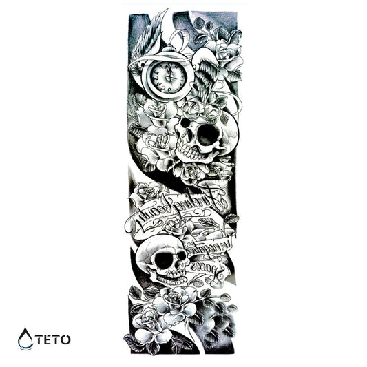 Calaveras con flores - TETO - Tatuajes Temporales