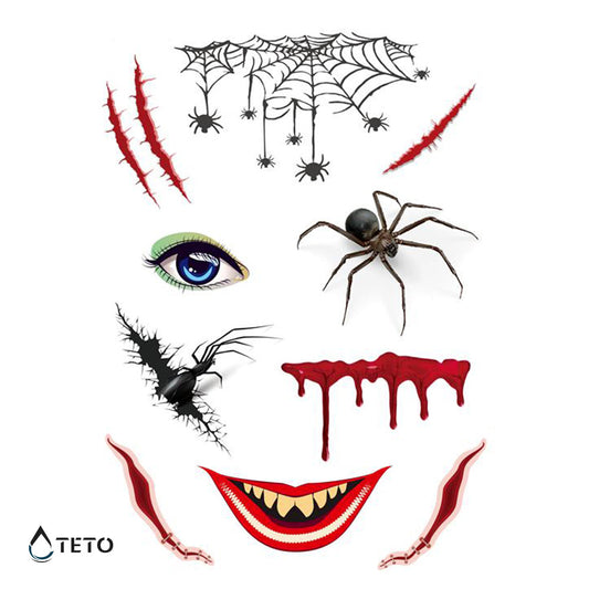 Cara hecha de arañas - TETO - Tatuajes Temporales