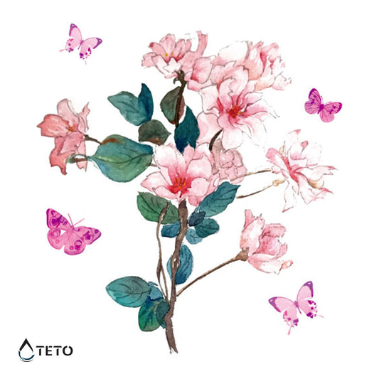 Flor con mariposas - TETO - Tatuajes Temporales