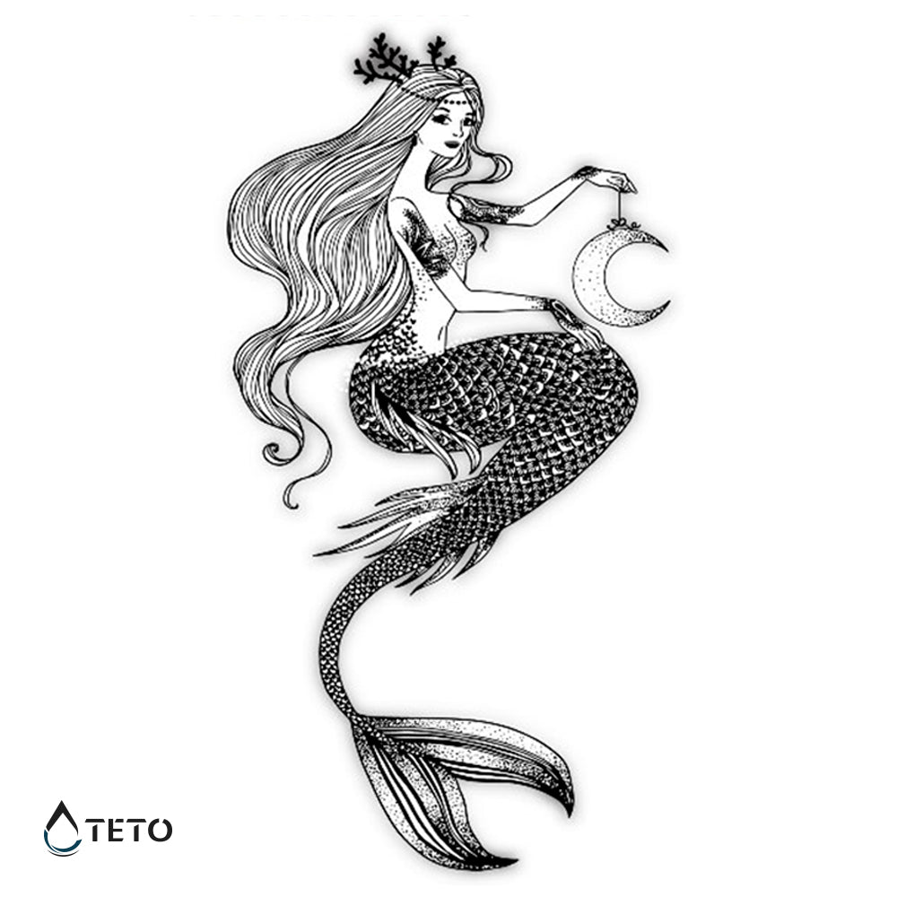 Sirena de la luna - Tatuajes Temporales TETO