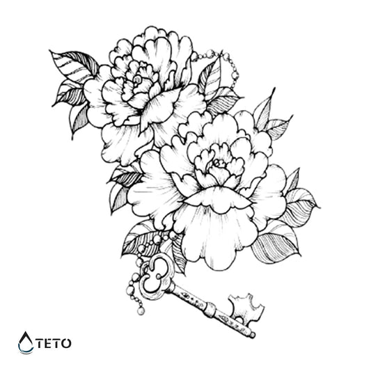 Flores con llave - Tatuajes Temporales TETO