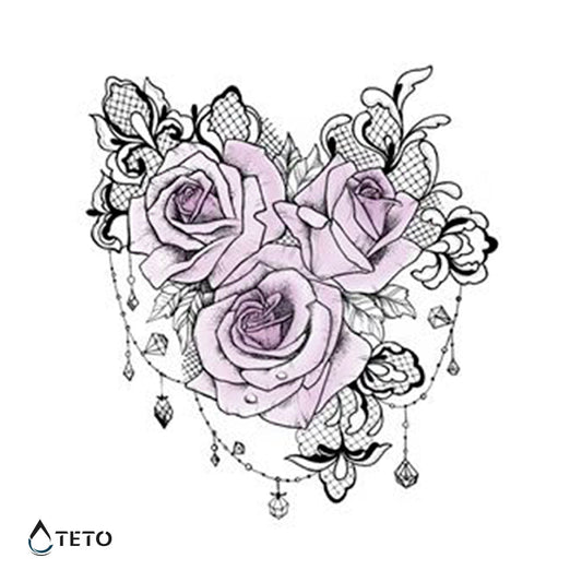 Rosas con joyería - TETO - Tatuajes Temporales