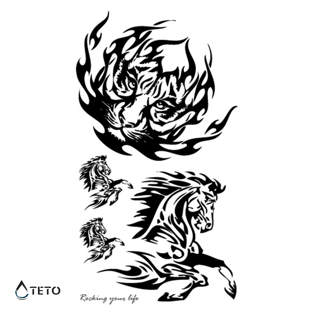 Tigre y caballo - set - TETO - Tatuajes Temporales