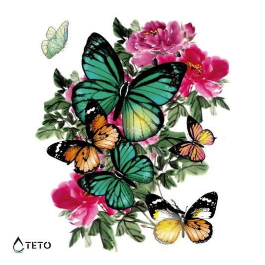 Mariposas en una flor - TETO - Tatuajes Temporales