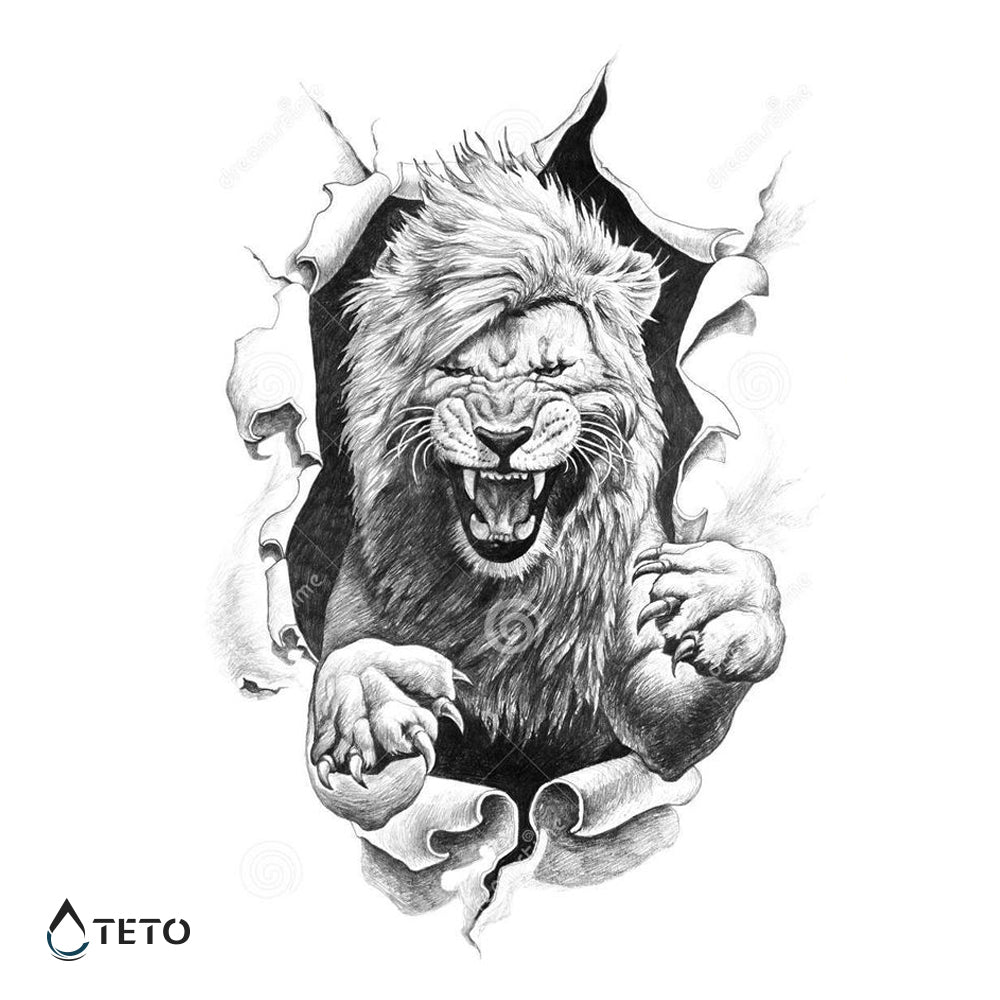 León en la piel - TETO - Tatuajes Temporales