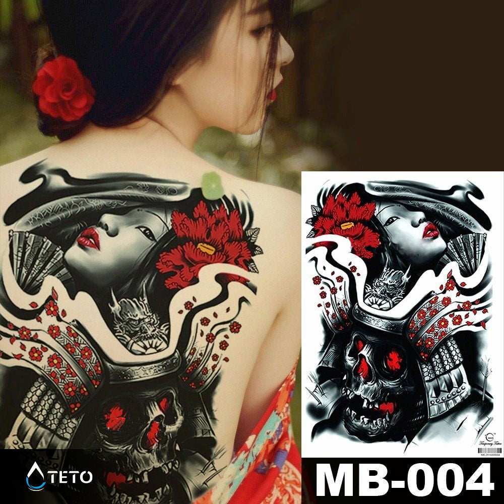 Mujer peligrosa con una calavera - TETO - Tatuajes Temporales