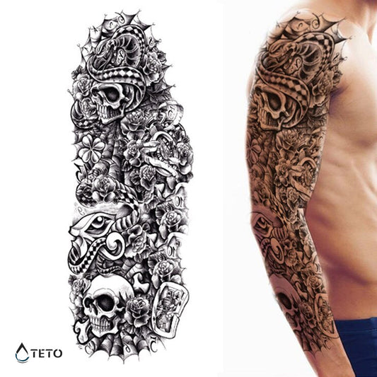 Calavera con flores - TETO - Tatuajes Temporales