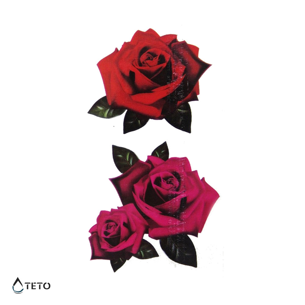 Flor rosa - set - Tatuajes Temporales TETO