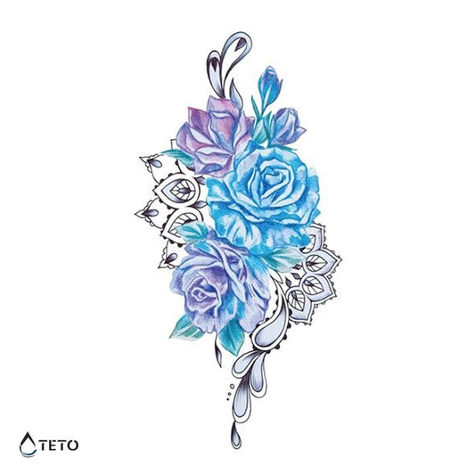 Rosas azules - TETO - Tatuajes Temporales
