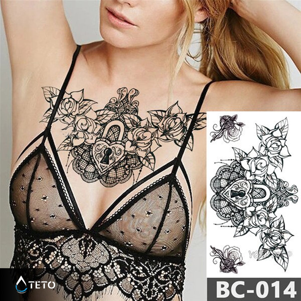 Candado del corazón - set - TETO - Tatuajes Temporales