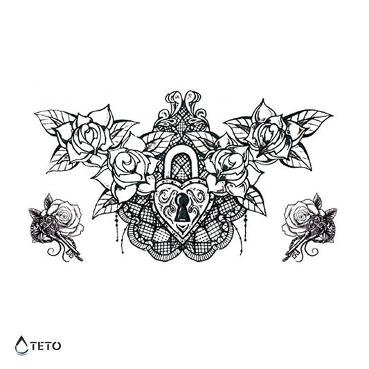 Candado del corazón - set - TETO - Tatuajes Temporales