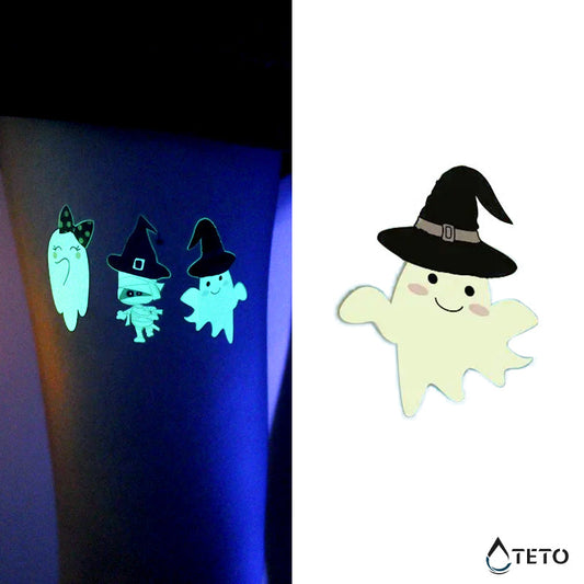 Fantasma sonriente - Brilla en la oscuridad - TETO - Tatuajes Temporales