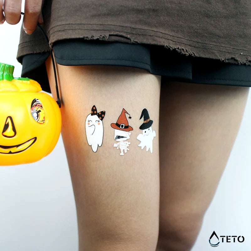 Fantasma sonriente - Brilla en la oscuridad - TETO - Tatuajes Temporales