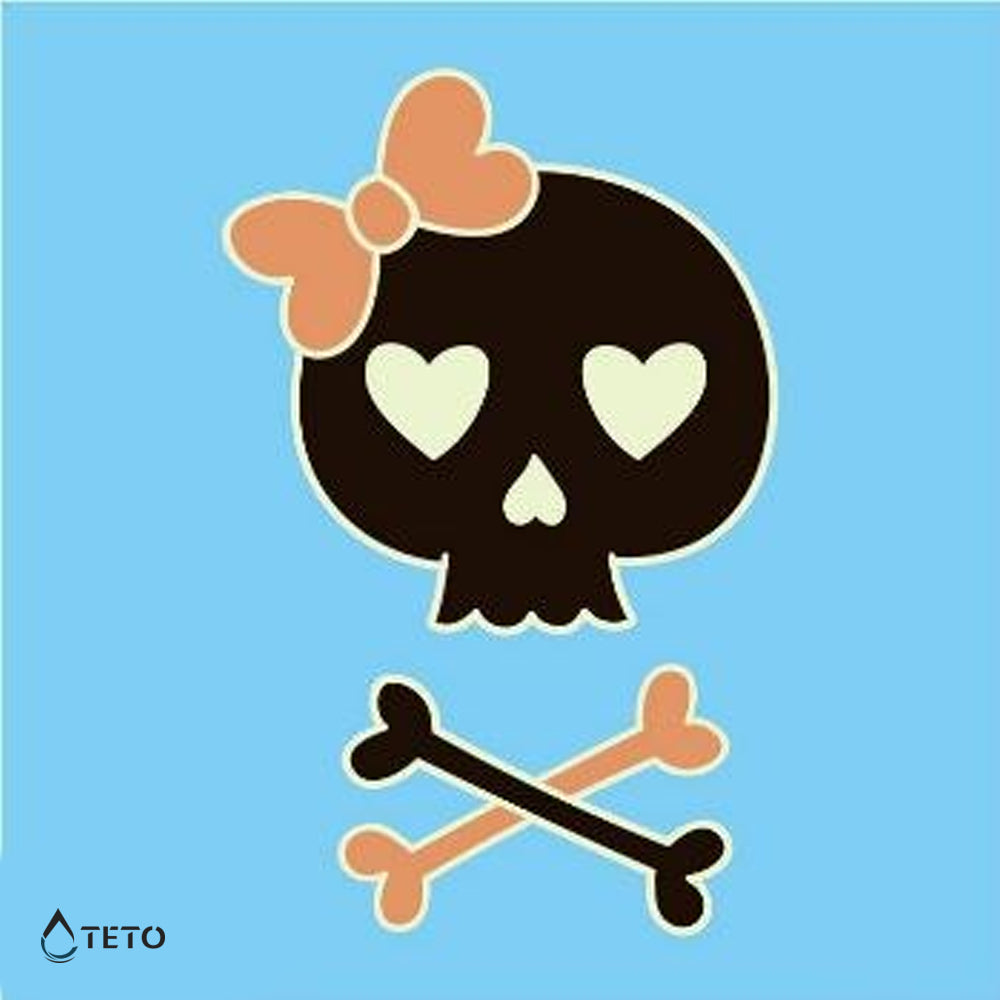 Calavera adorable - Brilla en la oscuridad - TETO - Tatuajes Temporales