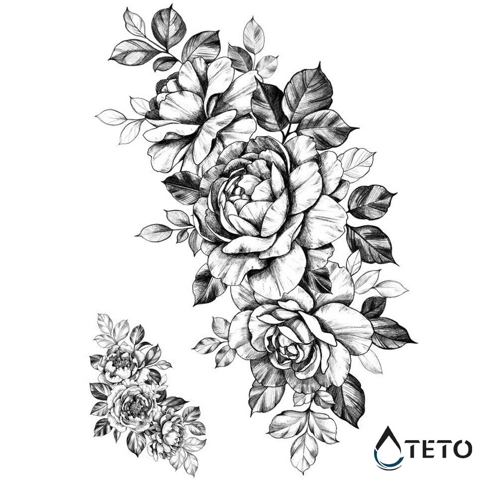 Rosa romántica - set - TETO - Tatuajes Temporales