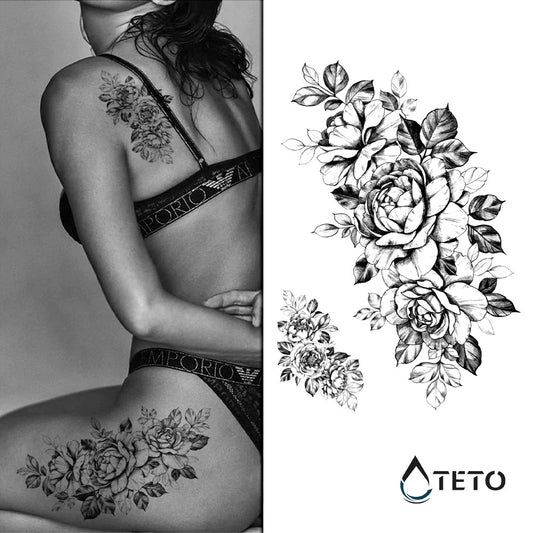 Rosa romántica - set - TETO - Tatuajes Temporales