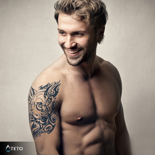 Lobo tribal – Semipermanente - TETO - Tatuajes Temporales