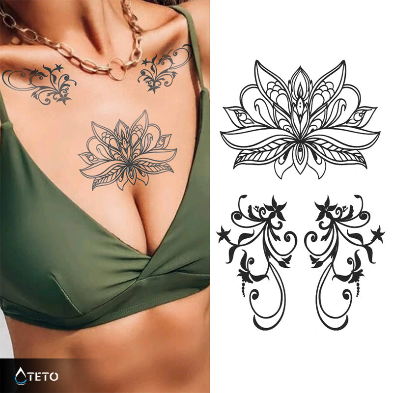 Mandala y flores – set – Semipermanente - TETO - Tatuajes Temporales