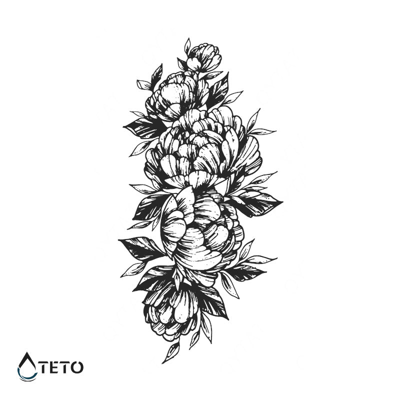 Peonías – Semipermanente - TETO - Tatuajes Temporales