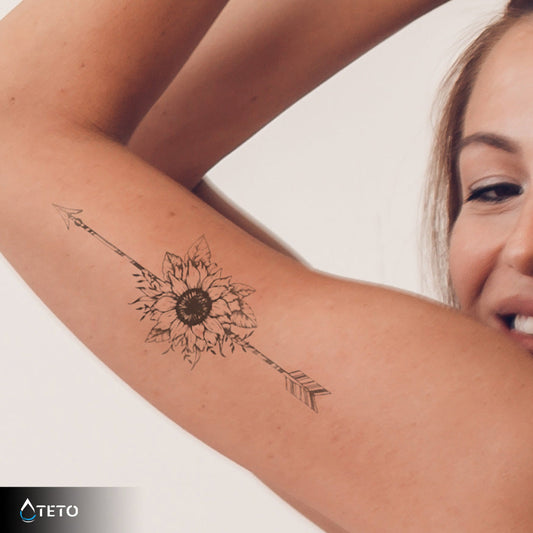 Flechas con flor - set – Semipermanente - TETO - Tatuajes Temporales