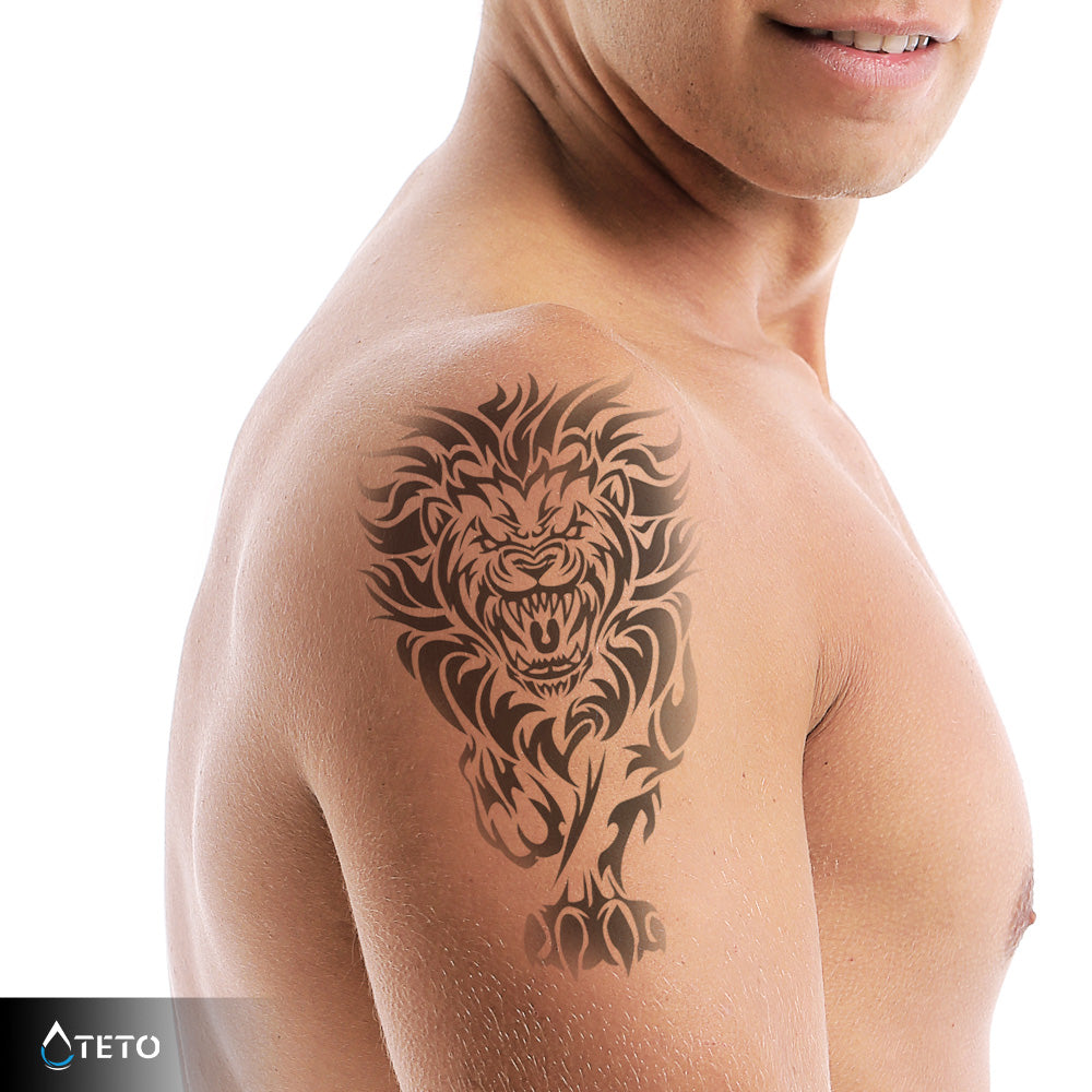 León tribal – Semipermanente - TETO - Tatuajes Temporales