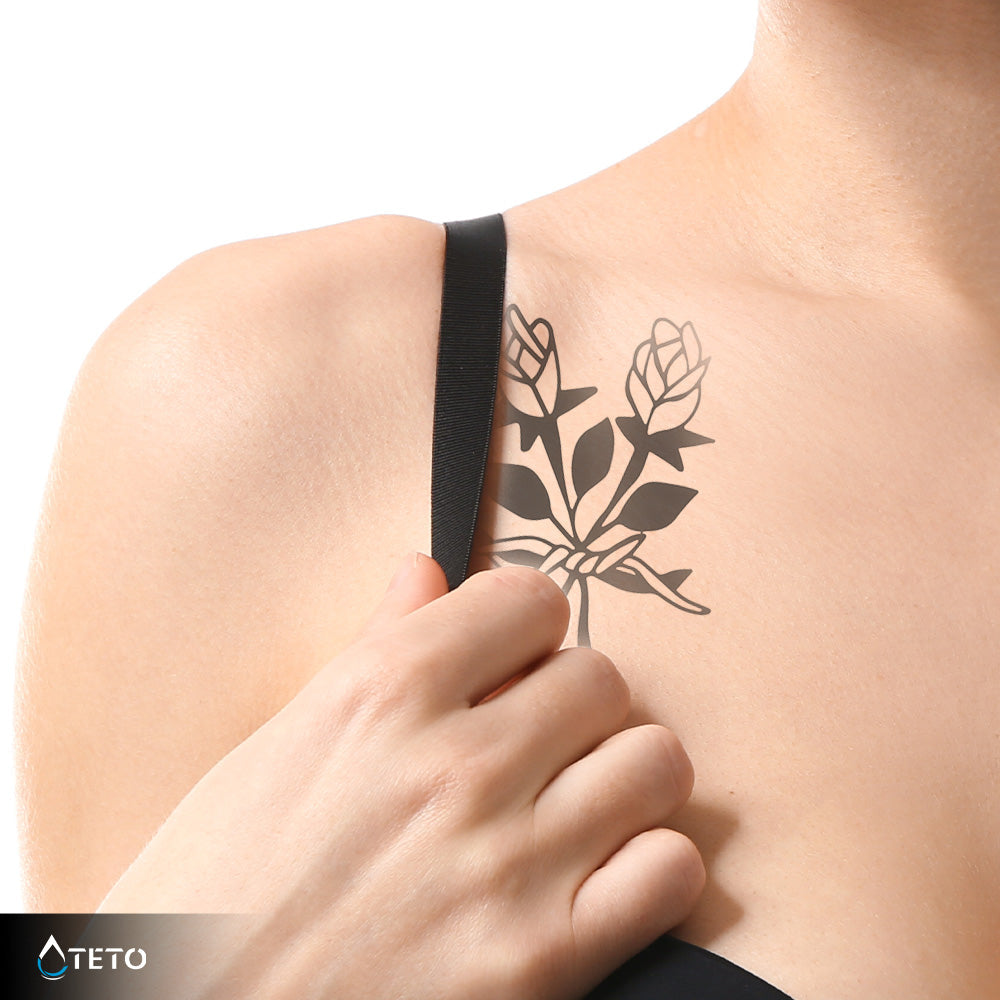 Par de rosas – Semipermanente - TETO - Tatuajes Temporales