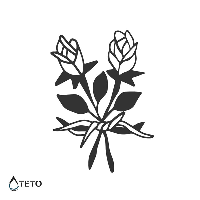 Par de rosas – Semipermanente - TETO - Tatuajes Temporales