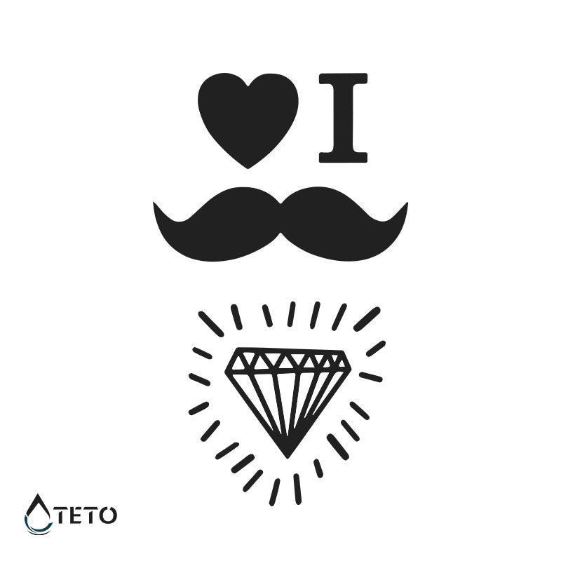 Me encantan los bigotes – Semipermanente - TETO - Tatuajes Temporales