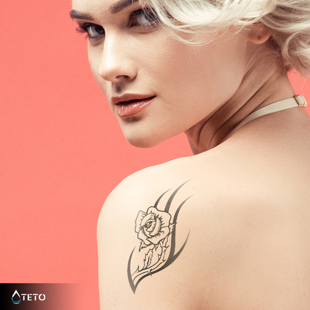 Rosa espinosa – Semipermanente - TETO - Tatuajes Temporales
