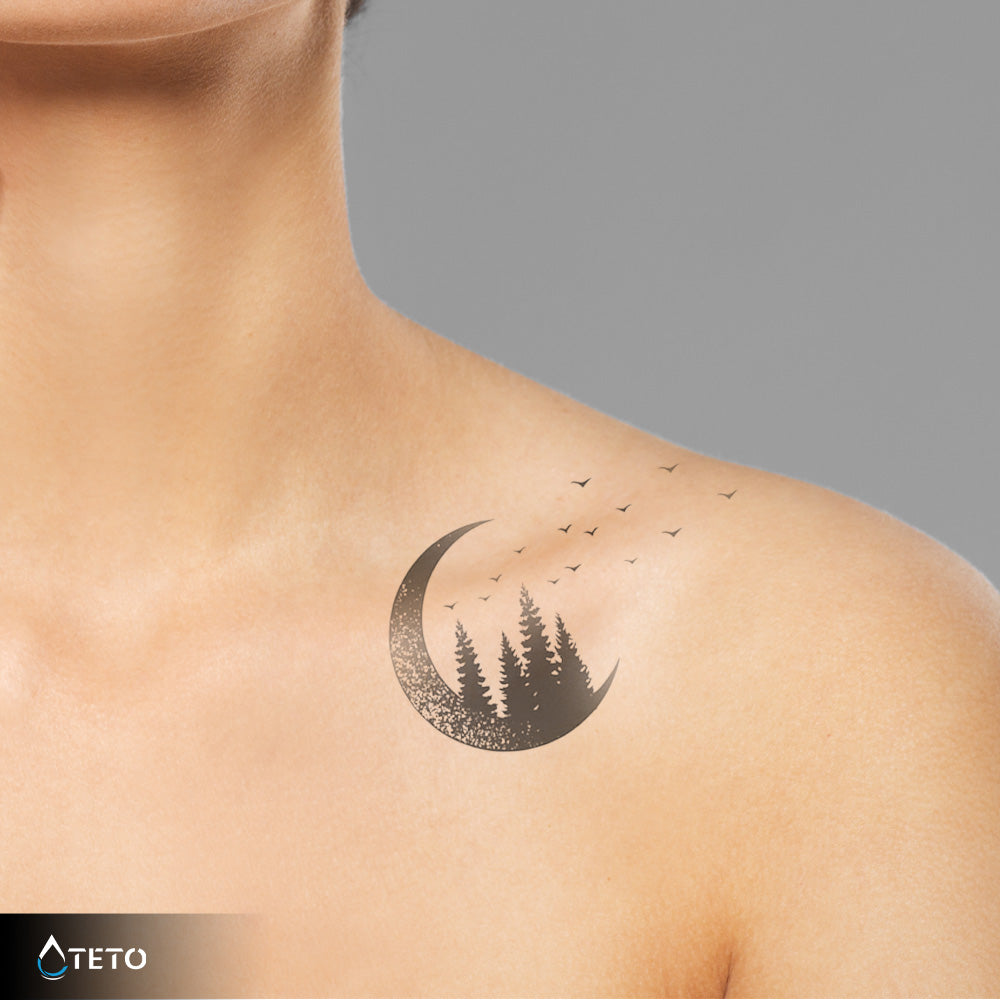 Luna del bosque – Semipermanente - TETO - Tatuajes Temporales