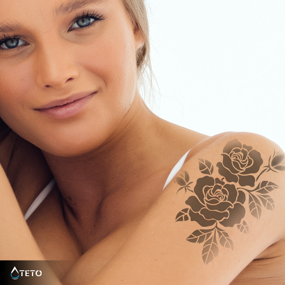 Rosas negras – Semipermanente - TETO - Tatuajes Temporales
