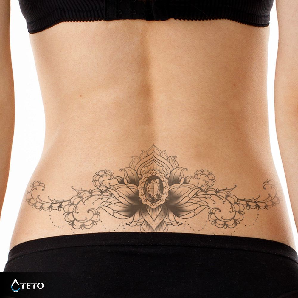 Flor de loto con diamante – Semipermanente - TETO - Tatuajes Temporales