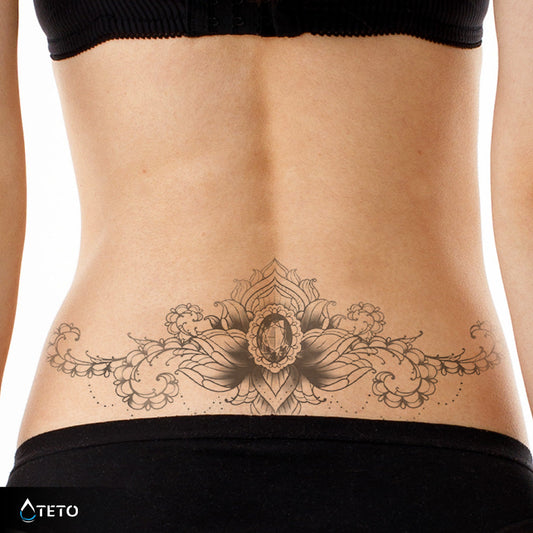 Flor de loto con diamante – Semipermanente - TETO - Tatuajes Temporales