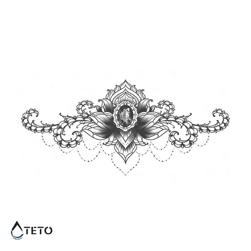 Flor de loto con diamante – Semipermanente - TETO - Tatuajes Temporales