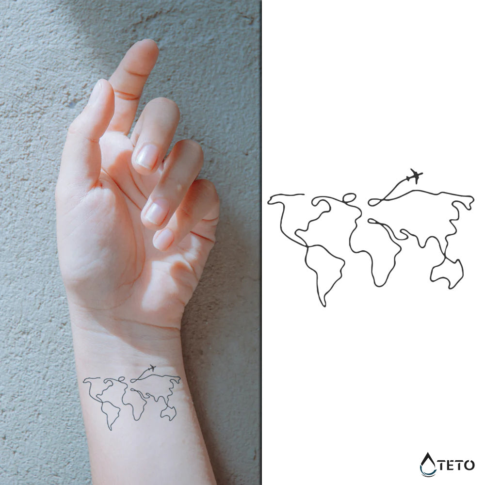 Mapa mundial – Semipermanente - Tatuajes Temporales TETO