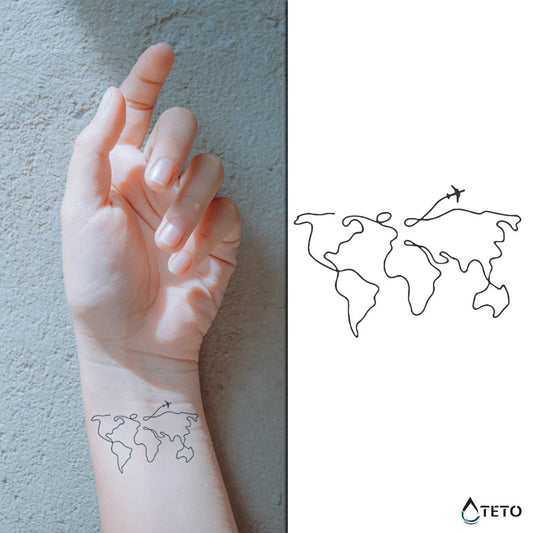 Mapa mundial – Semipermanente - Tatuajes Temporales TETO