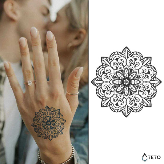 Mandala de flor – Semipermanente - Tatuajes Temporales TETO