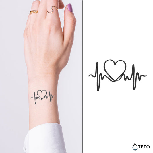 Latido del corazón - corazón – Semipermanente - Tatuajes Temporales TETO