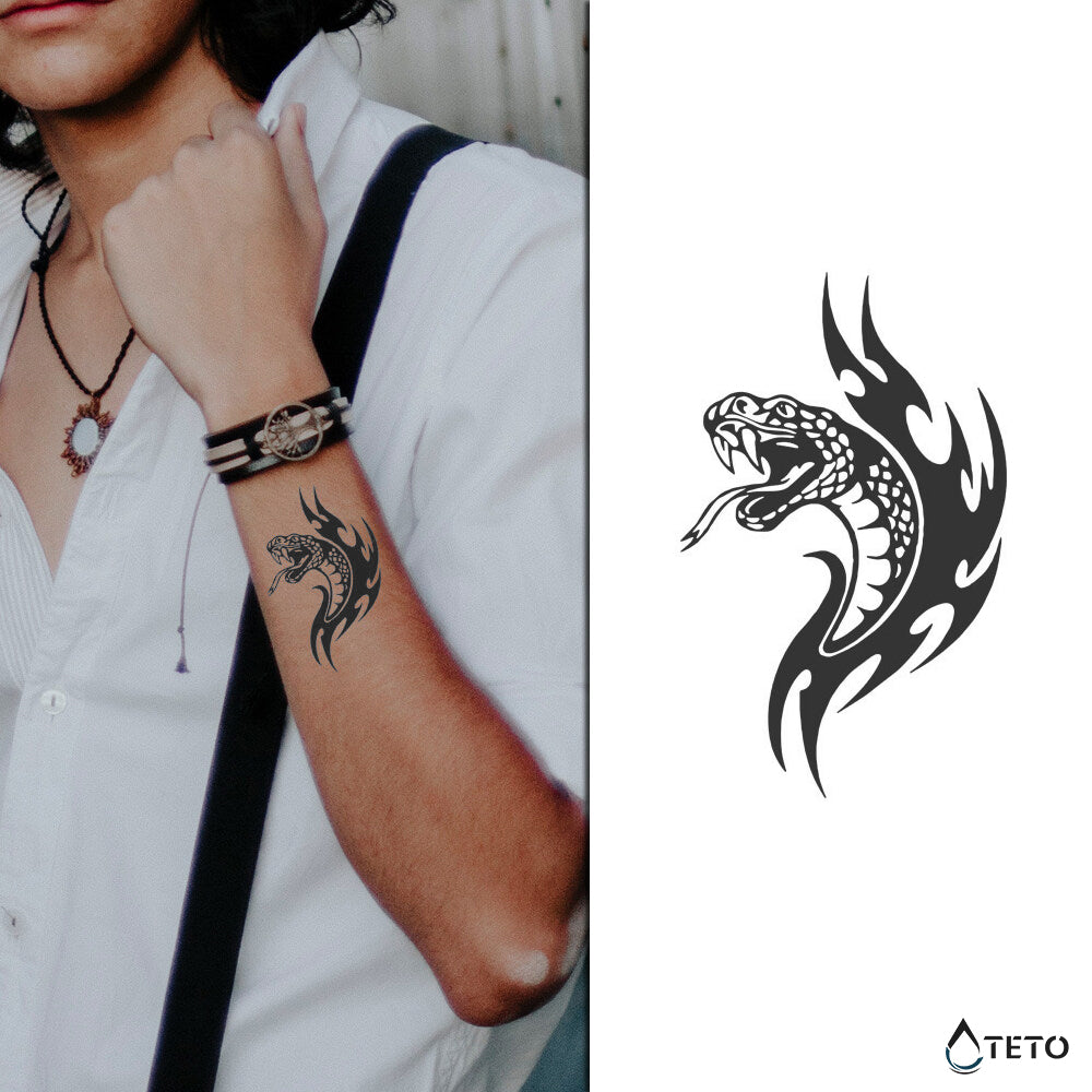 Serpiente - tribal – Semipermanente - Tatuajes Temporales TETO